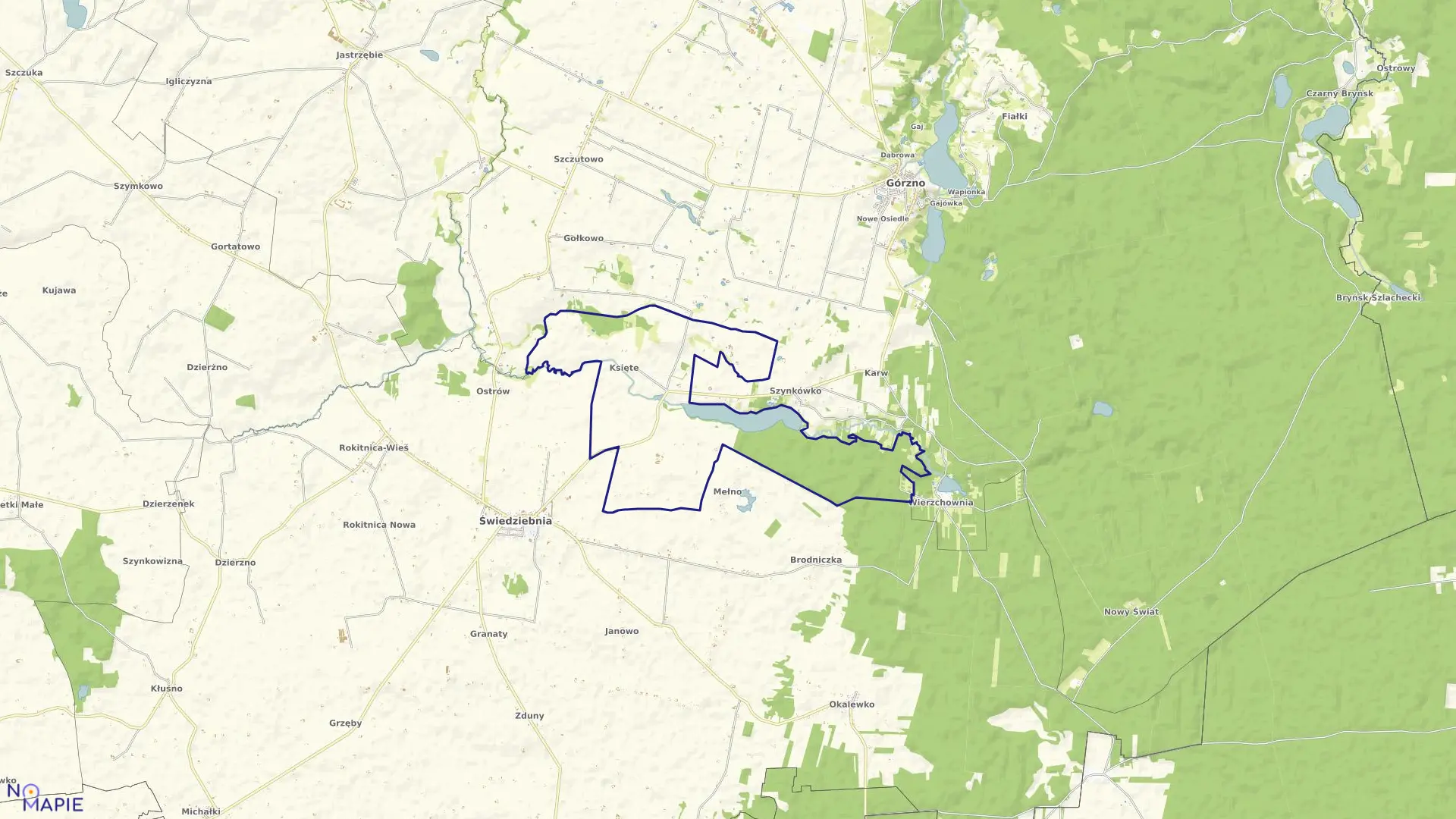 Mapa obrębu KSIĘTE w gminie Świedziebnia