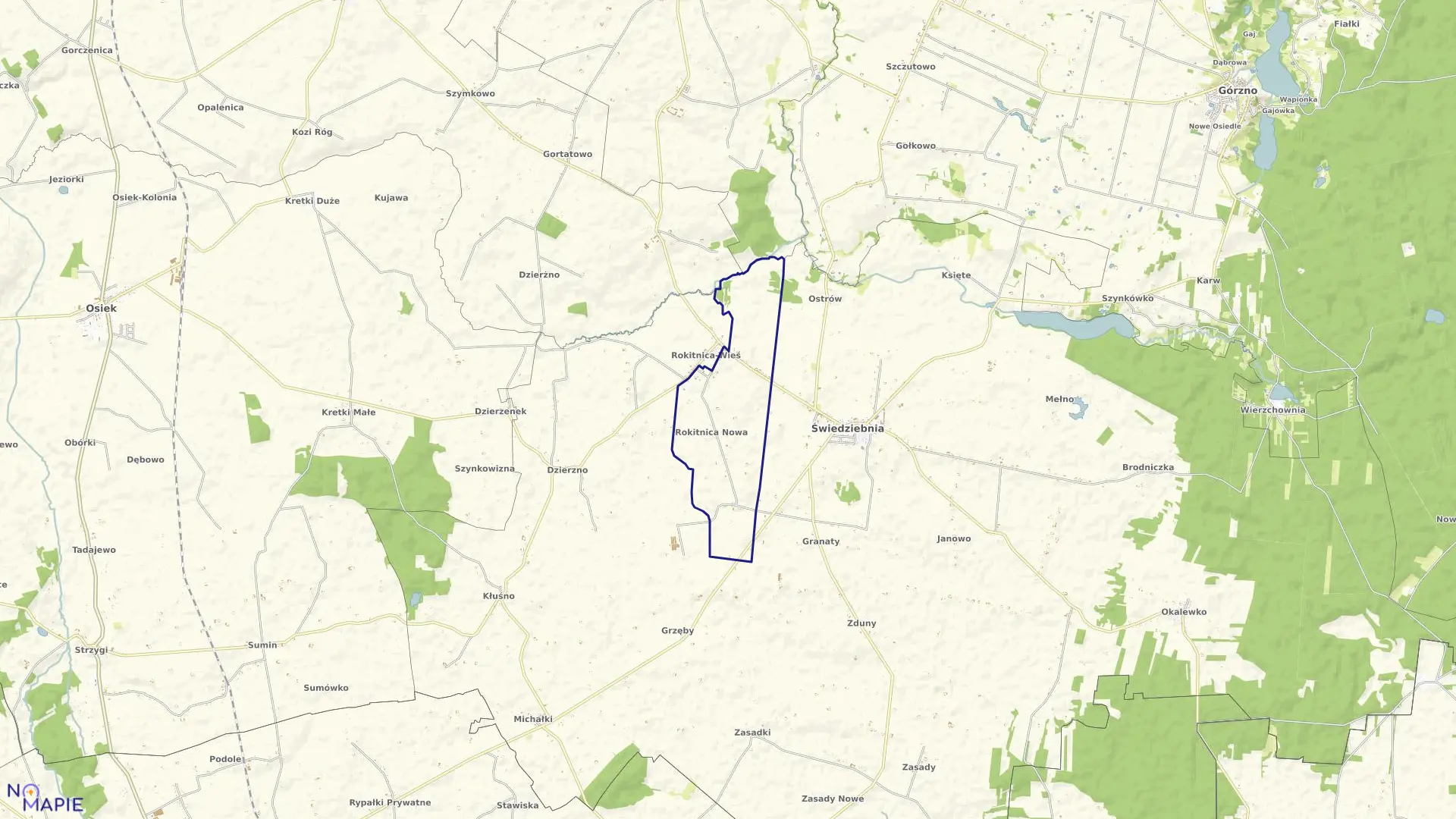 Mapa obrębu ROKITNICA NOWA w gminie Świedziebnia